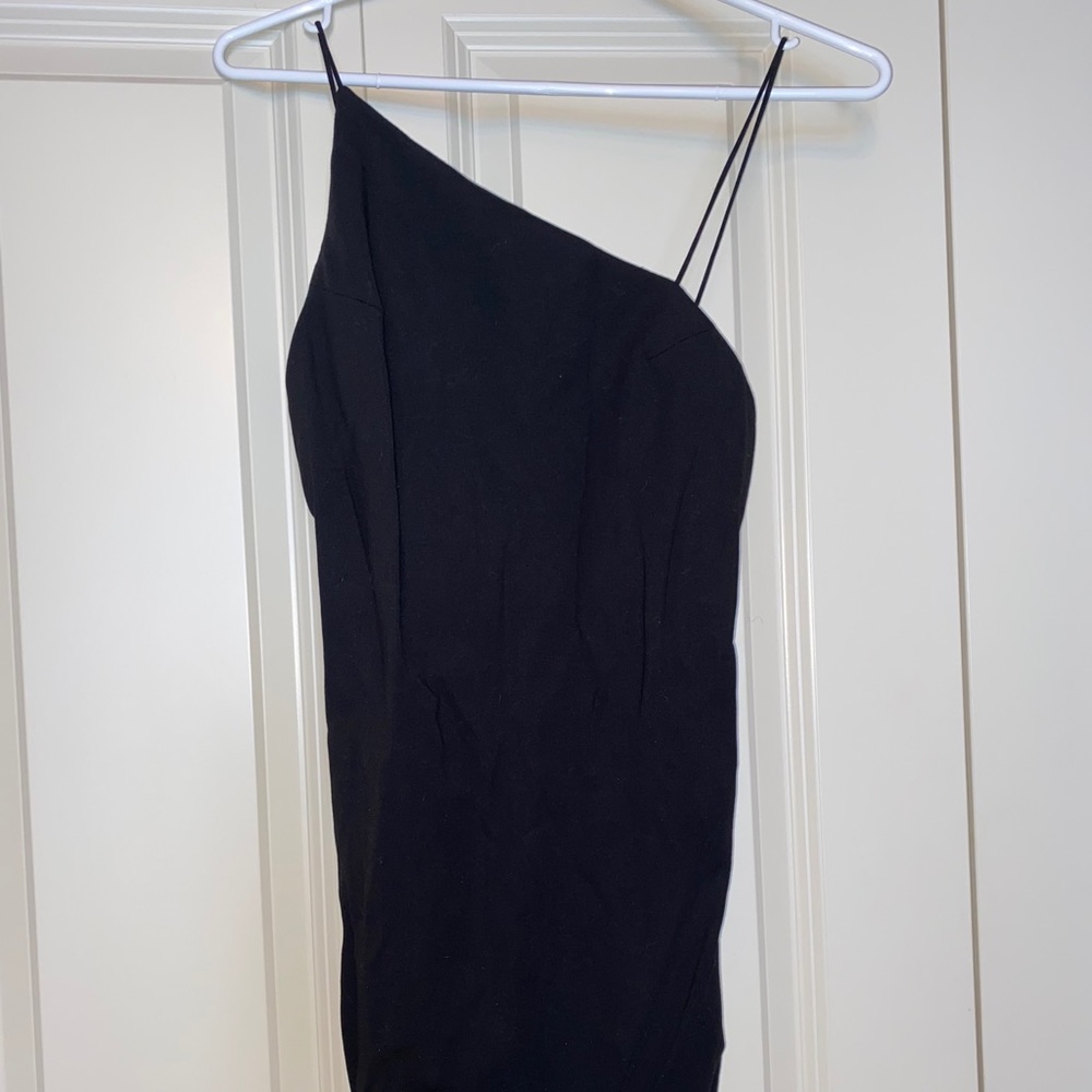 Black  bodycon high low shoulder dress size S
